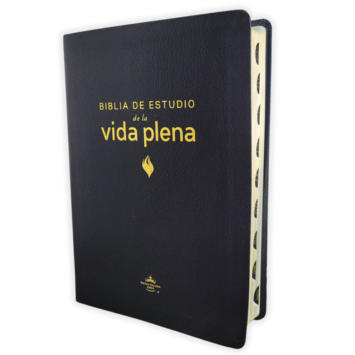 Biblia de Estudio de la Vida Plena RV1960, piel fabricada, negro con índice
