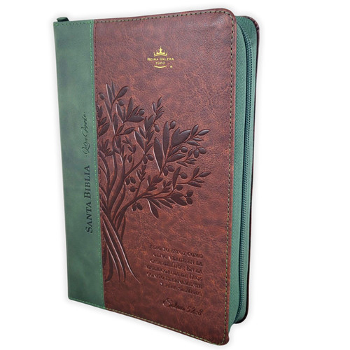 Biblia con Cierre Letra Gigante Manual 14 puntos RV1960, imit piel duotono rojo oscuro y olivo - Salmos 52:8