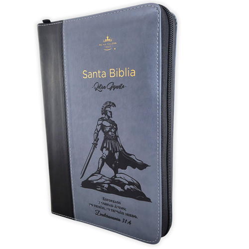 Biblia con Cierre Letra Gigante Manual 14 puntos RV1960, imit piel duotono gris y negro - Deuteronomio 31:6