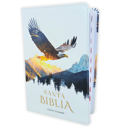 Biblia Letra Grande 12 puntos RV1960, imit piel blanco águila con índice