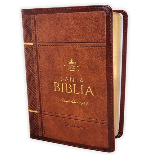 Biblia Portátil Letra Grande 12 puntos RV1960, imit piel café clásica
