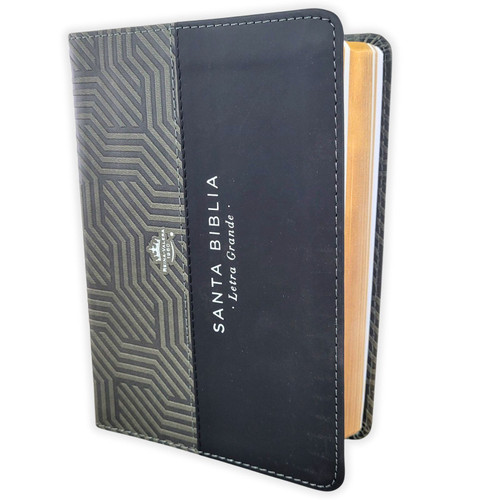 Biblia Portátil Letra Grande 12 puntos RV1960, imit piel duotono negro y gris