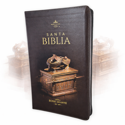 Biblia con Cierre Letra Súper Gigante 19 puntos Mediana RV1960, imit piel marrón con índice - Arca del Pacto