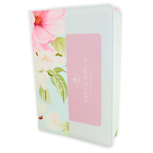 Biblia con Cierre Letra Gigante Manual 14 puntos RV1960, imit piel rosas en esplendor con índice y canto floral
