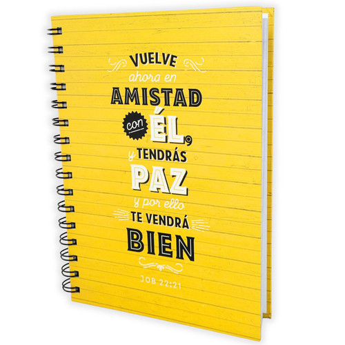 Libreta Espiral: Vuelve ahora en amistad - Job 22:21, tapa dura