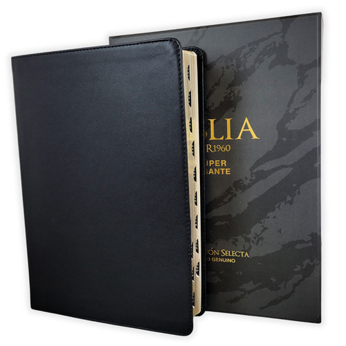 Biblia Letra Súper Gigante 19 puntos RV1960, piel genuina negro con índice