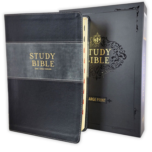 KJV Study Bible with Large Print and Thumb Index, Two-tone black and gray faux leather