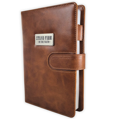 Faux Leather Journal with Magnetic Closure: Stand firm in the faith - 1 Corinthians 16:13