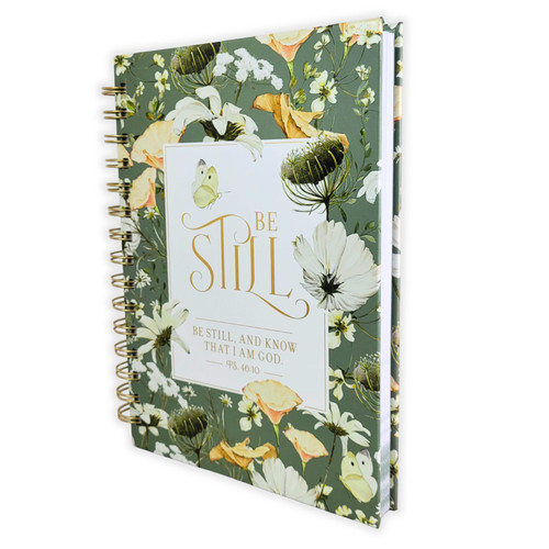 Spiral Journal: Be still - Psalm 46:10, sage blossom hardcover