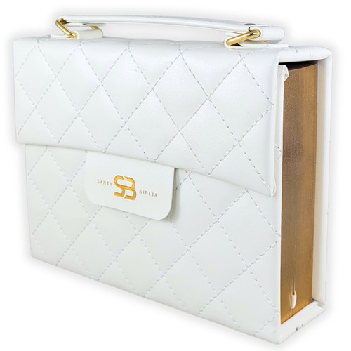 Biblia Cartera con Broche Magnético y Asa de Mano RV1960, imit piel blanco