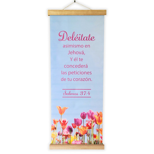 Pergamino Grande Impreso en Cuero Sintético: Deléitate - Salmos 37:4