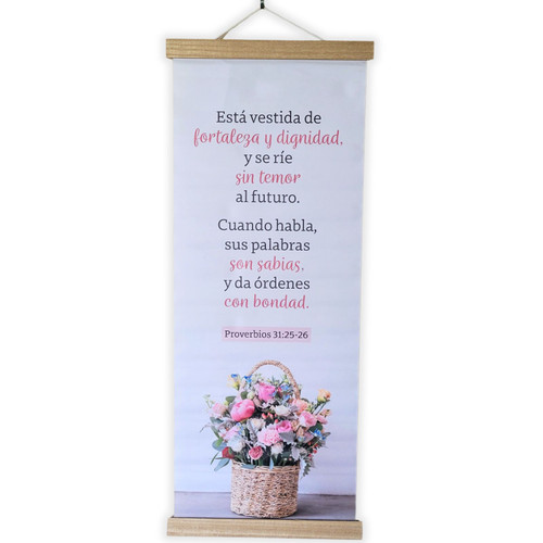 Pergamino Grande Impreso en Cuero Sintético: Fortaleza y dignidad - Proverbios 31:25-26