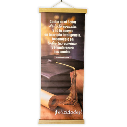 Pergamino Grande Impreso en Cuero Sintético: Felicidades - Proverbios 3:5-6