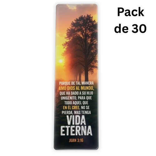 Pack de 30 Separadores de Página Transparentes: Vida eterna - Juan 3:16
