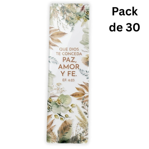 Pack de 30 Separadores de Página Transparentes: Paz, amor, y fe - Efesios 6:23
