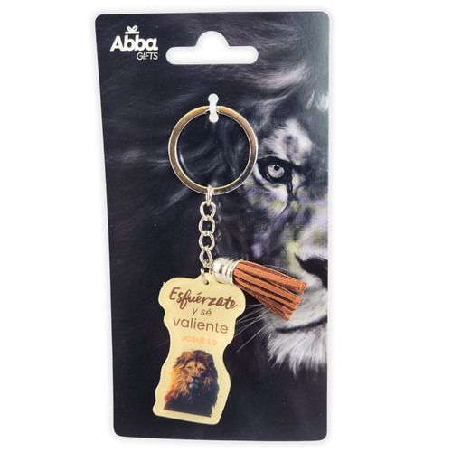 Llavero Acrílico con Borla: Esfuérzate y sé valiente - Josué 1:9