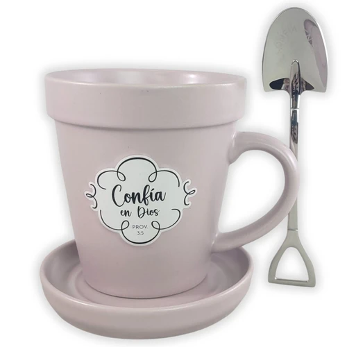 Set de Taza, Posavasos, y Cuchara: Confía en Dios - Proverb 3:5
