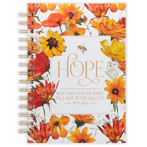 Spiral Journal: God of hope - Romans 15:13, orange floral hardcover