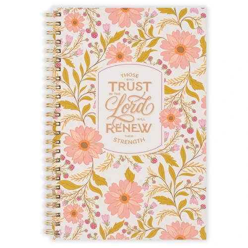 Spiral Journal: Trust in the Lord - Isaiah 40:31, cherry pink flexible cover