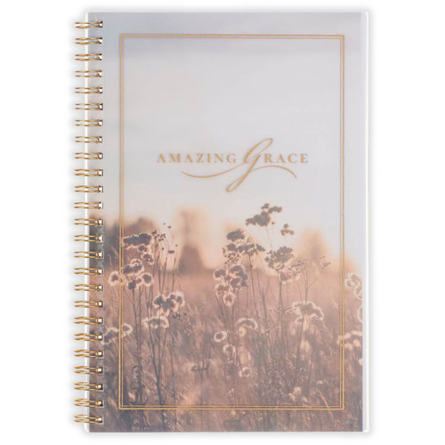 Spiral Journal: Amazing grace - Isaiah 53:5, flower field flexible cover