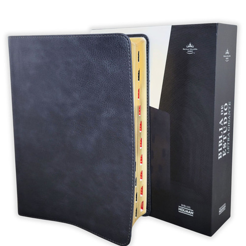 Biblia de Estudio Letra Gigante RV1960, imit piel gris con índice