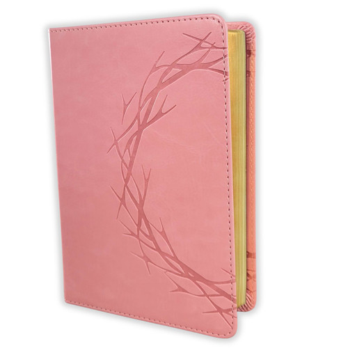 KJV Compact Bible, pink crown of thorns faux leather