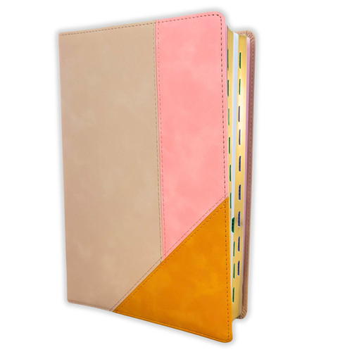 Biblia de Estudio Arcoíris RV1960, imit. piel rosa cuarzo con índice