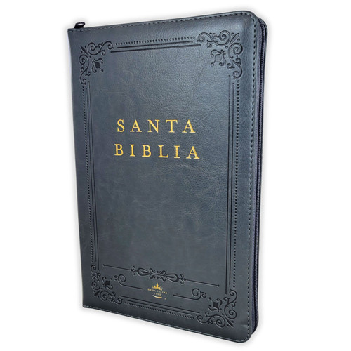 Biblia con Cierre Tamaño Manual RV1960, imit piel gris con índice