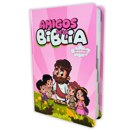 Biblia para Niños con Letra Grande Mayúscula RV1960: Amigos de la Biblia, tapa dura rosado con índice impreso