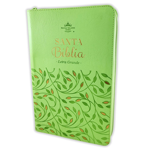 Biblia con Cierre Letra Grande Manual 11 puntos RV1960, imit piel verde olivo