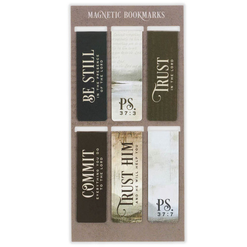 Marcadores de Página Magnéticos en Inglés: Still, Trust, Commit Scenic Nature, paquetes de 6 marcadores