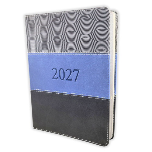 Agenda Ejecutiva 2027: Tesoros de sabiduría, imit piel tricolor gris y azul