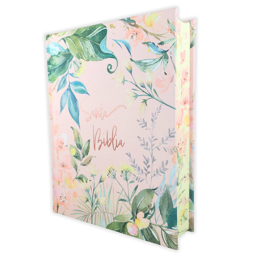 Biblia de Apuntes con Margen Amplio Aviva Nuestros Corazones RV1960 - Nancy DeMoss Wolgemuth, tapa dura tela impresa rosa floral con canto floral