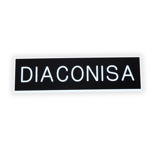 Distintivo para Diaconisa, letras blancas con fondo negro
