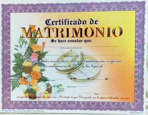 Certificado de Matrimonio, paquete de 15 certificados, lila