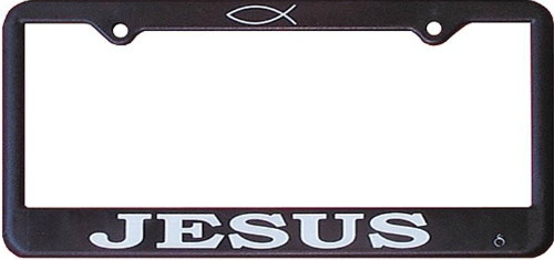 Porta Placas para Autos, Jesus Pez, Letras Blancas