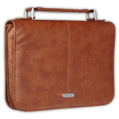 Bible Cover Large Size, Classic "Faith" in Brown
