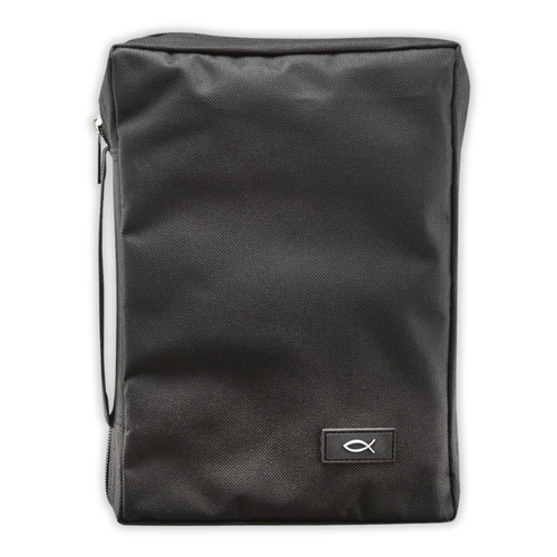 Forro de Biblia Mediano con Pez, tela microfibra, negro