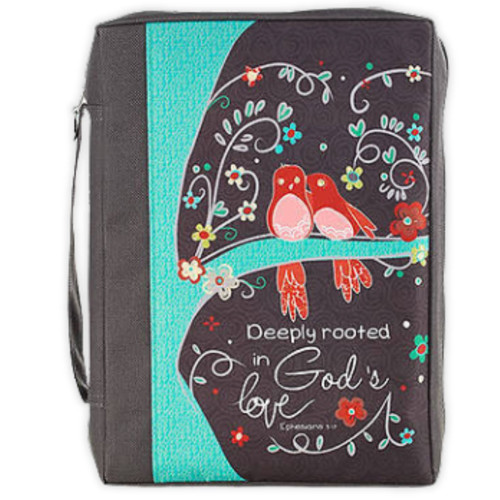 Bible Cover, Medium Size, Deeply Rooted in God's Love, Ephesians 3:17, poly canvas