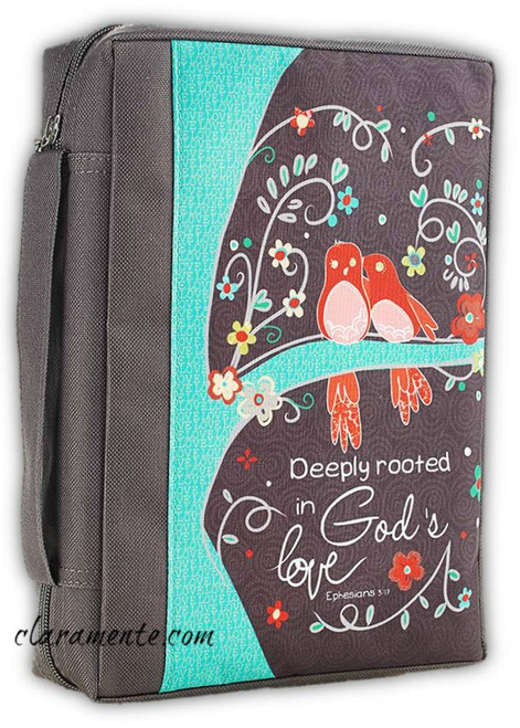 Bible Cover, Medium Size, Deeply Rooted in God's Love, Ephesians 3:17, poly canvas