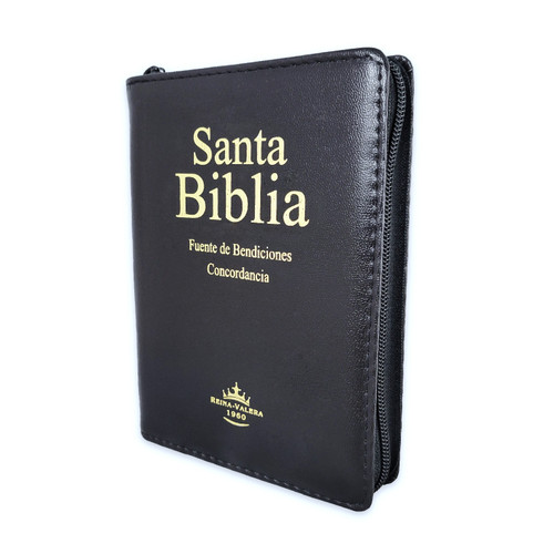 Biblia Fuente de Bendiciones Compacta con cierre RV1960, imit. piel, negro con índice