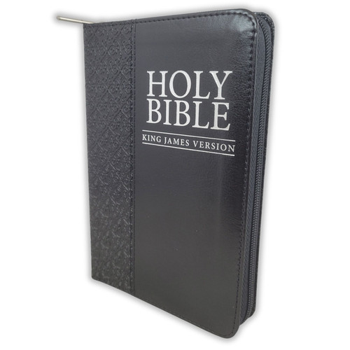 Zippered Compact Bible, KJV, black leathertouch