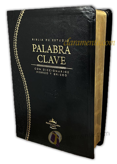 Biblia de Estudio Palabra Clave RV1960, con diccionario Strong en hebreo y griego, imit. piel, negro