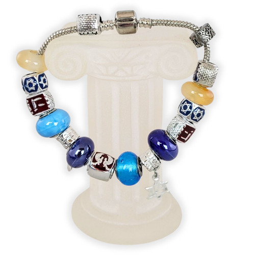 Pulsera Charm con Símbolos Mesiánicos, Shofar y Estrella con la palabra Jesús