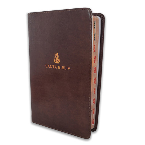 Biblia Compacta RV1960, piel fabricada, marrón con índice