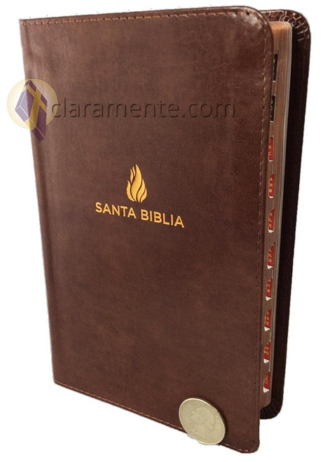 Biblia Compacta RV1960, piel fabricada, marrón con índice