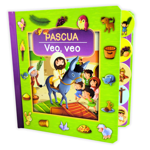 Historias de la Biblia Veo Veo, Pascua, Acompaña a Jesús en su llegada a Jerusalén, con vocabulario bilingüe, tapa dura board book