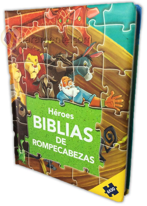 Biblias de Rompecabezas, Héroes, tapa dura acolchonada, incluye 6 rompecabezas de 30 piezas