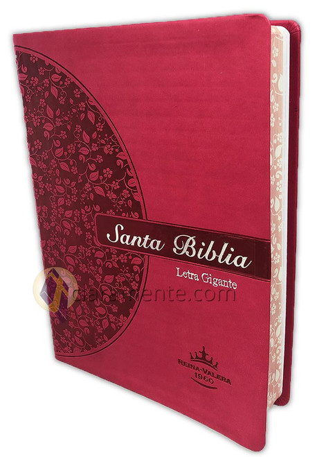 Biblia Letra Gigante RV1960, imit. piel, fucsia con canto floral