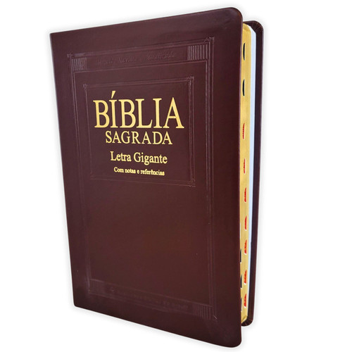 PORTUGUÊS: Bíblia Sagrada Almeida Revista e Atualizada, imitação de couro marrom com índice